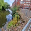River Don flood damage at Cornish Street, Kelham Island, which is set for protection works.