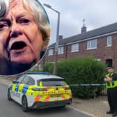 CCTV footage appears to show a man leaving an address linked to the Rotherham suspect in the Ann Widdecombe murder investigation at around 7am on Wednesday, the day she is believed to have been attacked