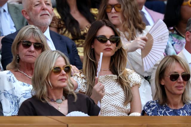 Lily James is seen attending in the Royal Box on day eleven of The Championships Wimbledon 2026