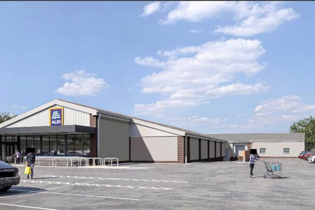 Artists impression of how the extended Aldi would look at Archer Road, Sheffield. Photo: Aldi