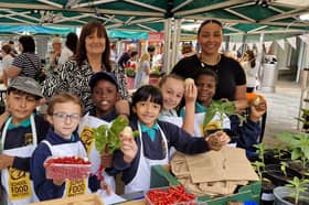 Staff and pupils from Emmaus Catholic Primary School, Wybourn, took part in the School Food Matters Project and sold their produce at the Market on The Moor, Sheffield. Photo: David Kessen, Iconic Media