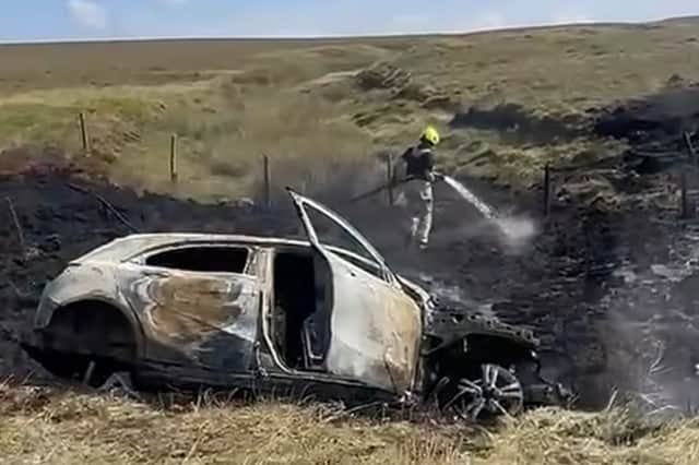 Fire fighters next to the Woodhead Pass. Photo: Peak District Moorland Group
