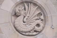 The Wyvern carving at Sheffield station
