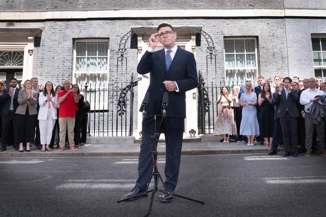 Andy Burnham makes a speech outside 10 Downing Street after becoming Prime Minister (Picture: Stefan Rousseau)