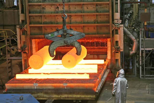 In the forge at Special Melted Products, Sheffield.