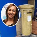 Jess Ennis, inset, and the pillar box which was painted gold in her honour. Photo: Iconic Media