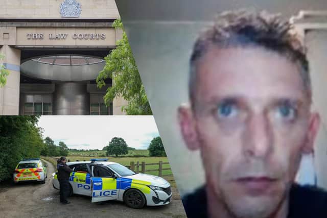 Richard Dyson's “neatly severed” remains were found inside a barrel filled with concrete on a trailer located on Broadcarr Road, Barnsley. Police are pictured bottom left on the scene following the discovery