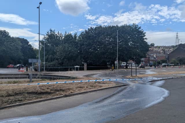 Fenton Road has been closed because of a burst water main. Photo: Iconic Media