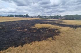 The scorched remains of a grass fire on Sheffield's Longley Park on July 28, 2026. It is the latest blaze to hit a Sheffield green space.