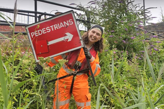 "We found a sofa not long ago,” said Riverlution apprentice Mary, hauling a ‘pedestrians’ sign out of the long grass. “We actually found two in the River Sheaf – you find all sorts while litter-picking.”