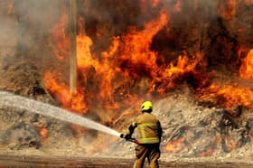 Station manager Dan Nortcliffe has praised crews for doing a "fantastic job" during the intense conditions. Pictured is firefighters tackling a blaze at  Fosterhouses, Doncaster on Sunday, July 26