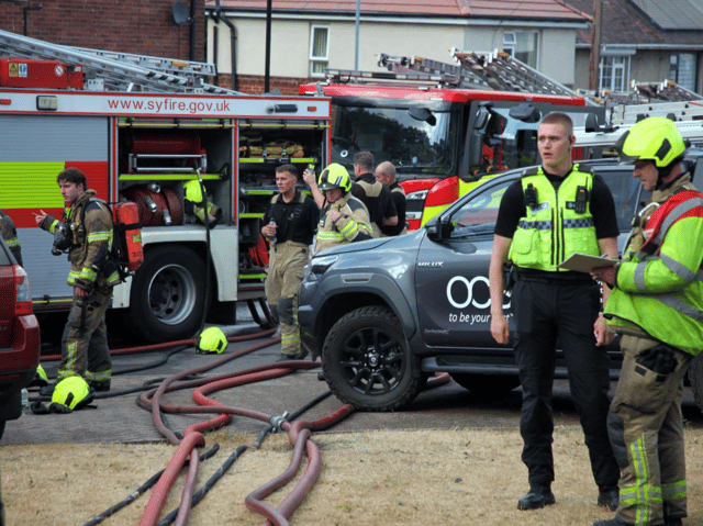 Firefighters from Rivelin, Lowedges, Penistone, Stocksbridge and Dearne stations were called out to the fire at Harthill Road, Sheffield.
