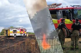 This was the scene at a Sheffield park a few moments ago, as firefighters battled to extinguish a grass fire