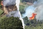 Two fires are currently raging simultaneously in Wincobank Fort (left) and Burbage Valley in the Peak District 