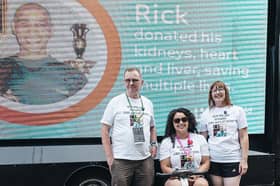 Pictured left to right is Steve Whelan, Jade Phillips and Liz Phillips at Donor Run during the largest ever Westfield Health British Transplant Games, which is in Sheffield this week. Mr Whelan, from Oxford, life was saved when he received Liz's husband and Jade's father Rick Phillips liver in a transplant. Issue date: Saturday August 08, 2026