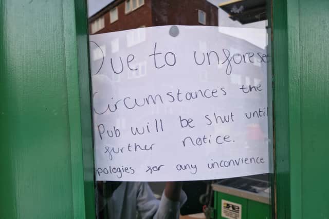 The notice placed in the window of The Forester, on Division Street, Sheffield. Photo: Iconic Media