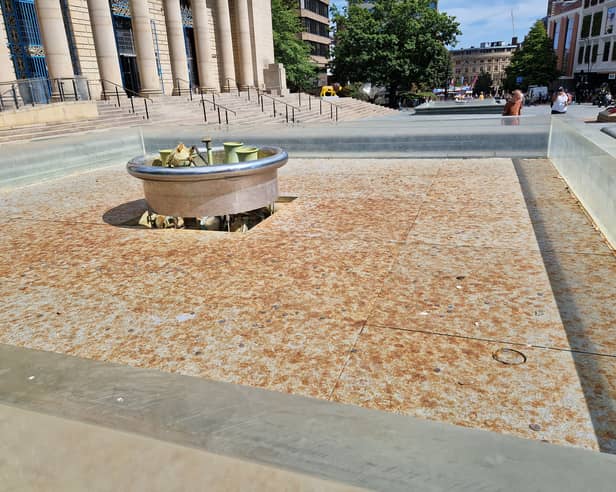 The empty fountain on Barker's Pool. Photo: David Kessen, Iconic Media