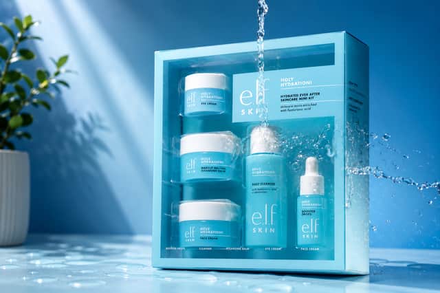 e.l.f. SKIN Hydrated Ever After Skincare Mini Kit with five travel-size skincare products