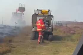 Gamekeepers fight the fire on the Bradfield estate: Picture: Peak District Moorland Group