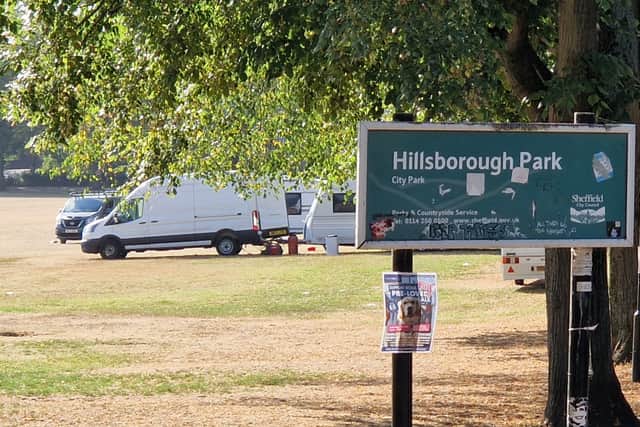 Travellers in Hillsborough Park.