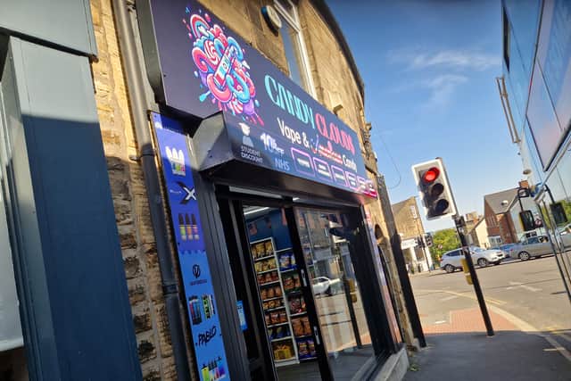 Candy Clouds, on Crookes Road, Broomhill, has caused a row by opening near a school with a sign described selling candy and vapes. Photo: David Kessen, Iconic Media
