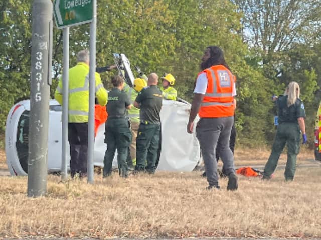 A teenager was taken to hospital after a crash on the Bowshaw roundabout, near Batemoor, on the Sheffield - Derbyshire border. Photo: Submitted
