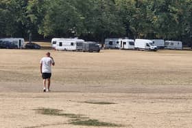 Travellers remain in Hillsborough Park.