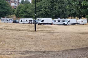 Travellers remain in The Ponderosa park, Upperthorpe.