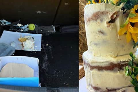 Nikkie French saved the day when she helped repair a couple’s wedding cake - this was the ‘before’ photo