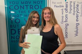 Lola and Daisy at Tapton School receiving their GCSE results