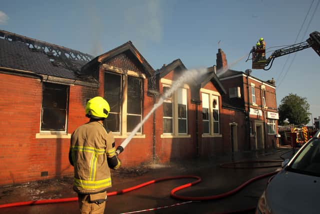 Firefighters on the scene after Swinton Working Mens Club fire. Photo: South Yorkshire Fire and Rescue