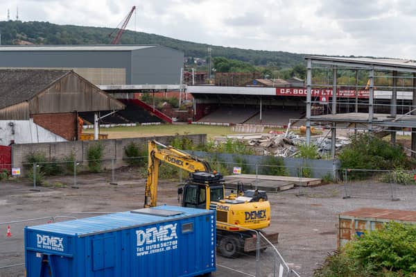 Demolition: Machines are being used to take down Millmoor structures