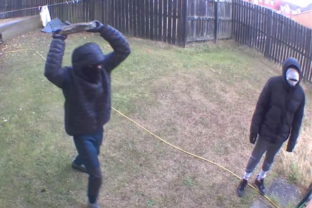 CCTV footage captured the moment the thieves smashed through Dean's patio door to gain entry to his house