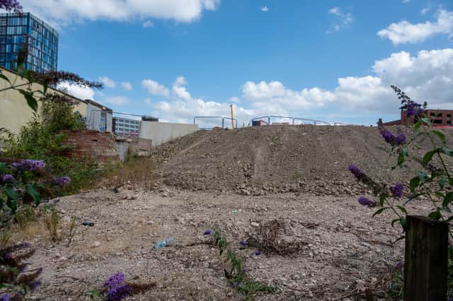 Rubble at the site of the former markets in Sheffield.