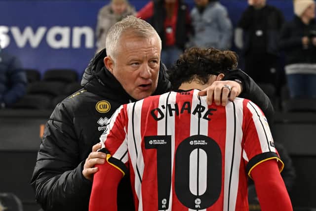 Chris Wilder with Callum O'Hare who is the subject of interest from Wrexham