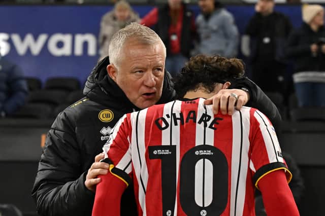 Chris Wilder with Callum O'Hare who is the subject of interest from Wrexham