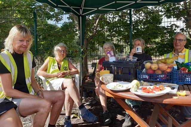 Food Works Sheffield volunteers enjoying a tea break at Norton Nurseries in Graves Park. Picture: Julia Armstrong, LDRS