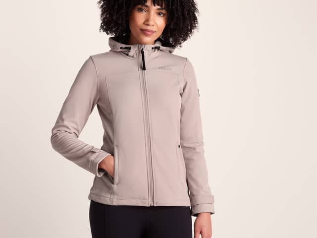 The TOG24 Keld Womens Softshell Hooded Jacket has been reduced to by half price in various colours, including dusky pink (pictured).