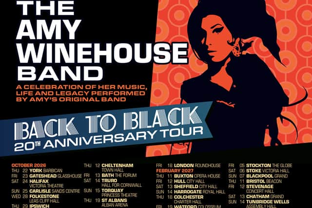 The 2026 anniversary tour will see her band perform Back to Black in full plus other Amy Winehouse classics.