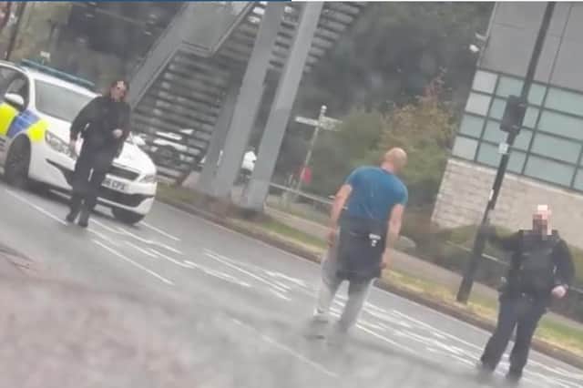 Police at an incident on Sheaf Street, near Sheffield railway station this evening. Photo: Submitted