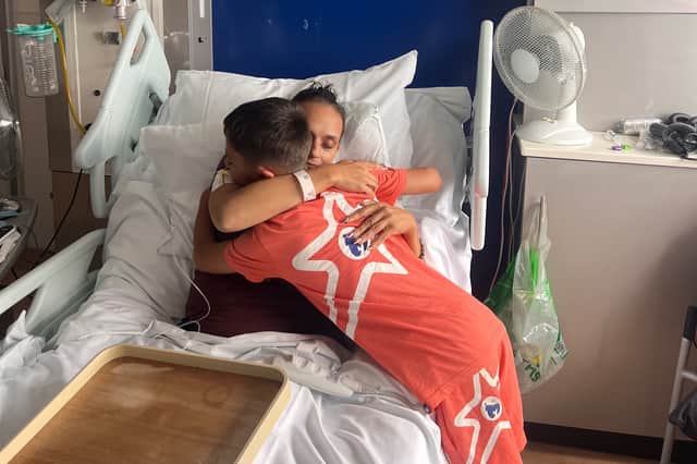 Louennie Williamson, pictured with her son in hospital