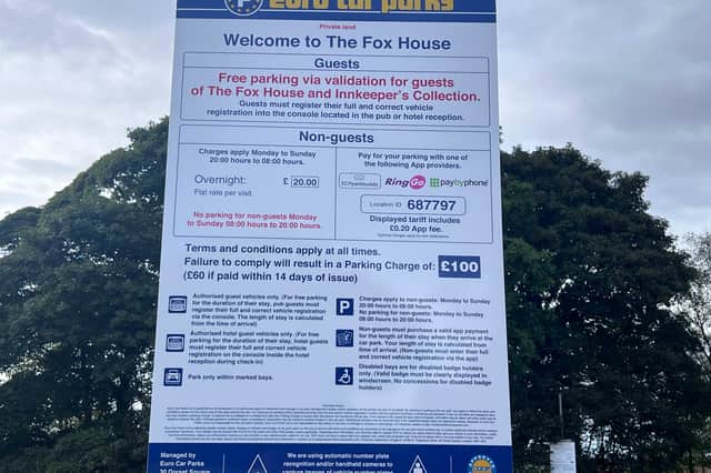 The Fox House offers free parking for customers who register on a tablet near the bar.