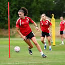 Amy Andrews of Sheffield United Women during a training session at the Dore Training Centre, Sheffield.  Harriet Massey/Sportimage