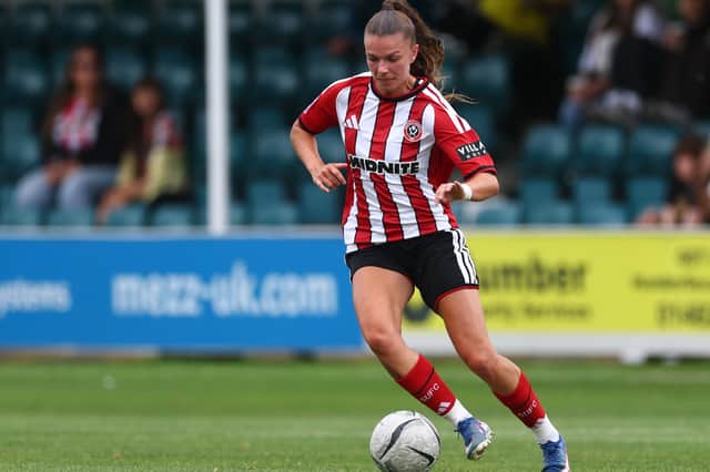Amy Andrews of Sheffield United during the Hull City Ladies vs Sheffield United Women Pre Season Friendly match at The Versa Sportswear Stadium, North Ferriby. Simon Bellis / Sportimage