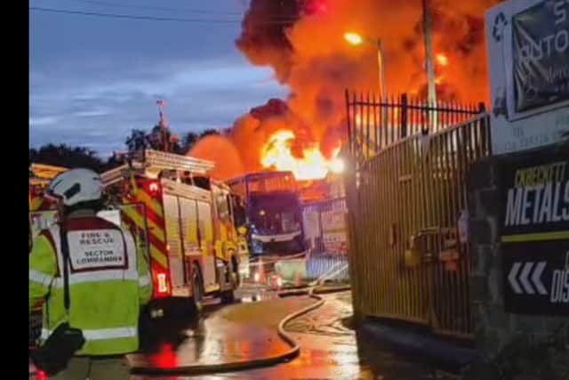 The fire on Boulder Bridge Lane, Carlton, Barnsley. Picture: South Yorkshire Fire and Rescue Service