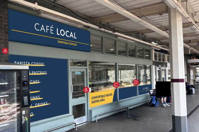 This is how the revamped cafe on the platform at Sheffield cafe is expected to look, as Cafe Local. Photo: Geeteesigns