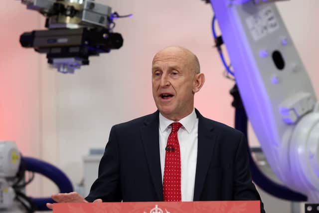 Chancellor of the Exchequer John Healey delivers a speech on economic growth at at the Manufacturing Technology Centre in Coventry.