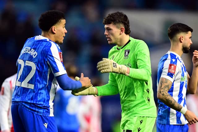 Goalkeeper Logan Stretch (centre) made his Sheffield Wednesday debut as a substitute last season.