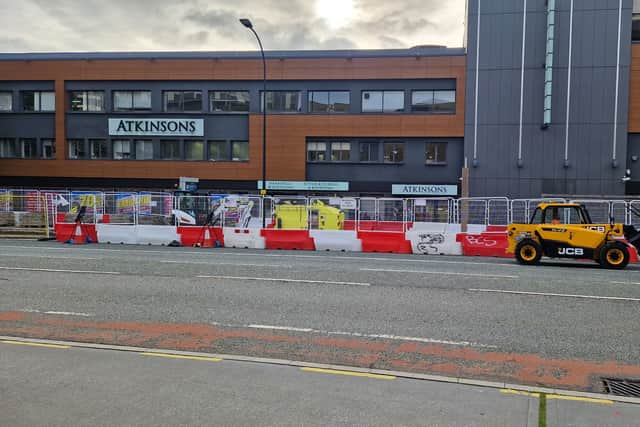 Bus stops at Atkinsons have been relocated due to bike lane building works.