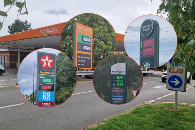Fuel prices in Sheffield today.